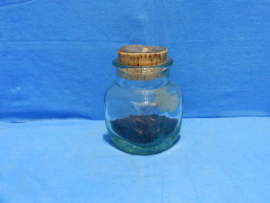 art nr: 1079 vintage glazen pot met kurk deksel
