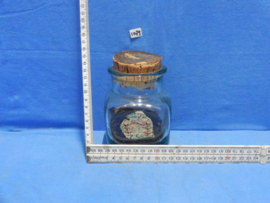 art nr: 1079 vintage glazen pot met kurk deksel