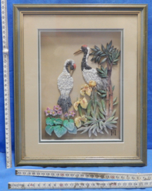 art nr: 605 vintage 3D schilderij met paradijsvogels