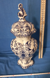 art nr: 442 antieke Delfts Blauwe vaas met deksel