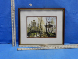 art nr: 678 vintage Indisch tuin schilderij van L Laiv