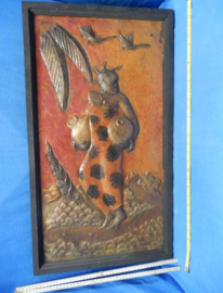 art nr: 565 vintage Koperen kunstwerk uit Afrika