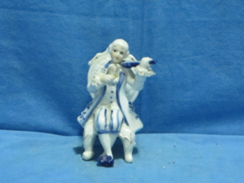 art nr: 1476 vintage Delft Blauwe beeldje van een vioolspeler