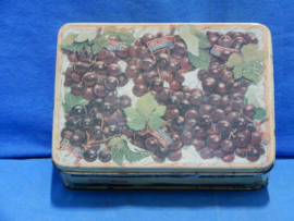 art nr: 600 vintage theeblik met druiven motief