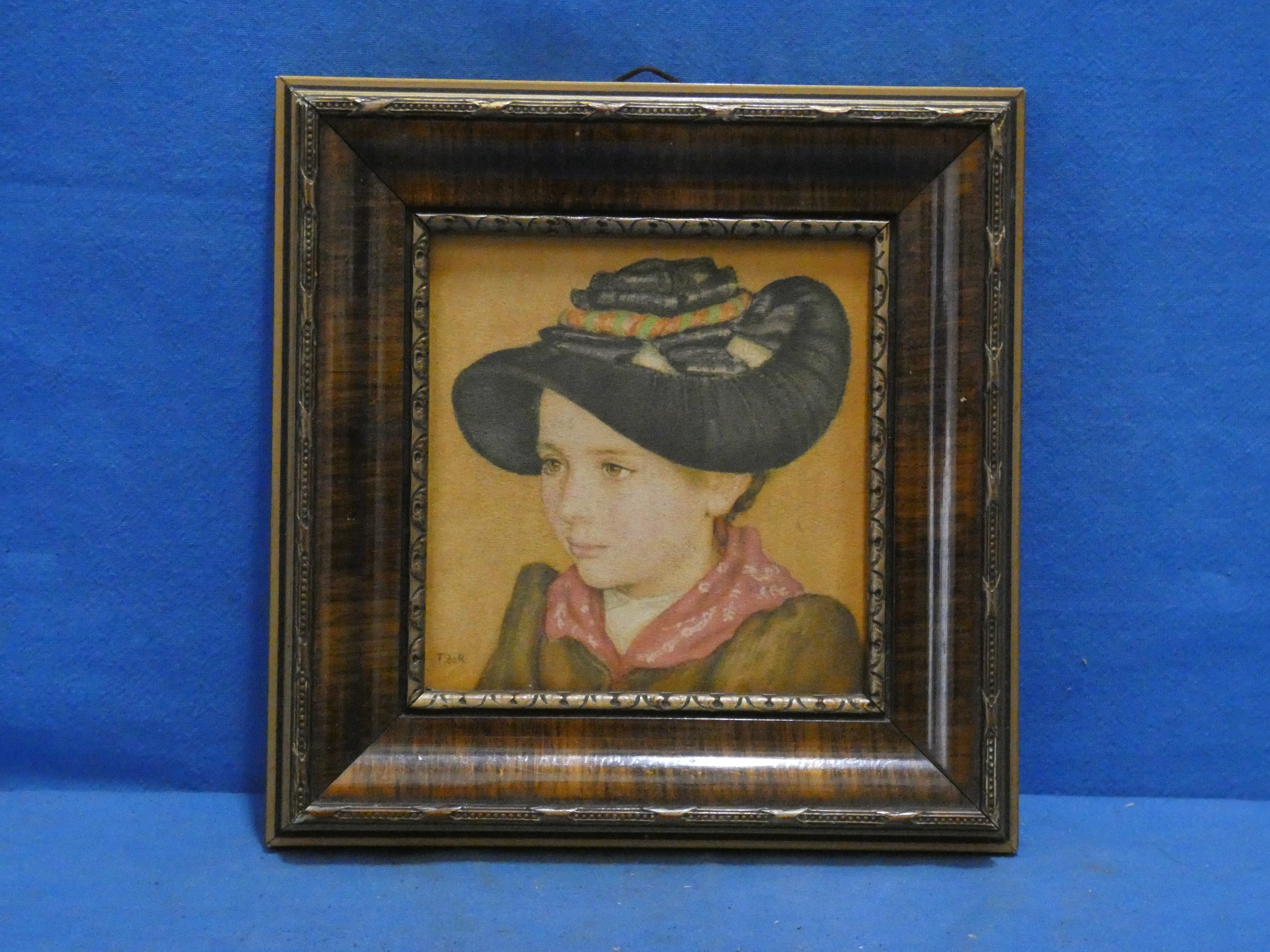 art nr: 663 antiek portret schilderijtje van F de R