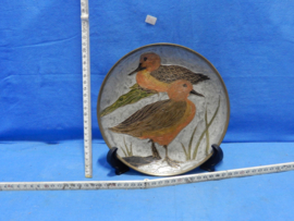 art nr: 711 vintage koperen bord met eenden afbeeldingen