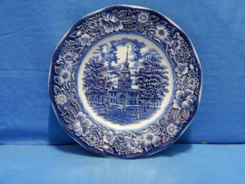 art nr: 781 antiek Delfts Blauwe schaal Independence Hall