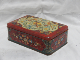 art nr: 963 vintage blikken opberg trommel met vogels