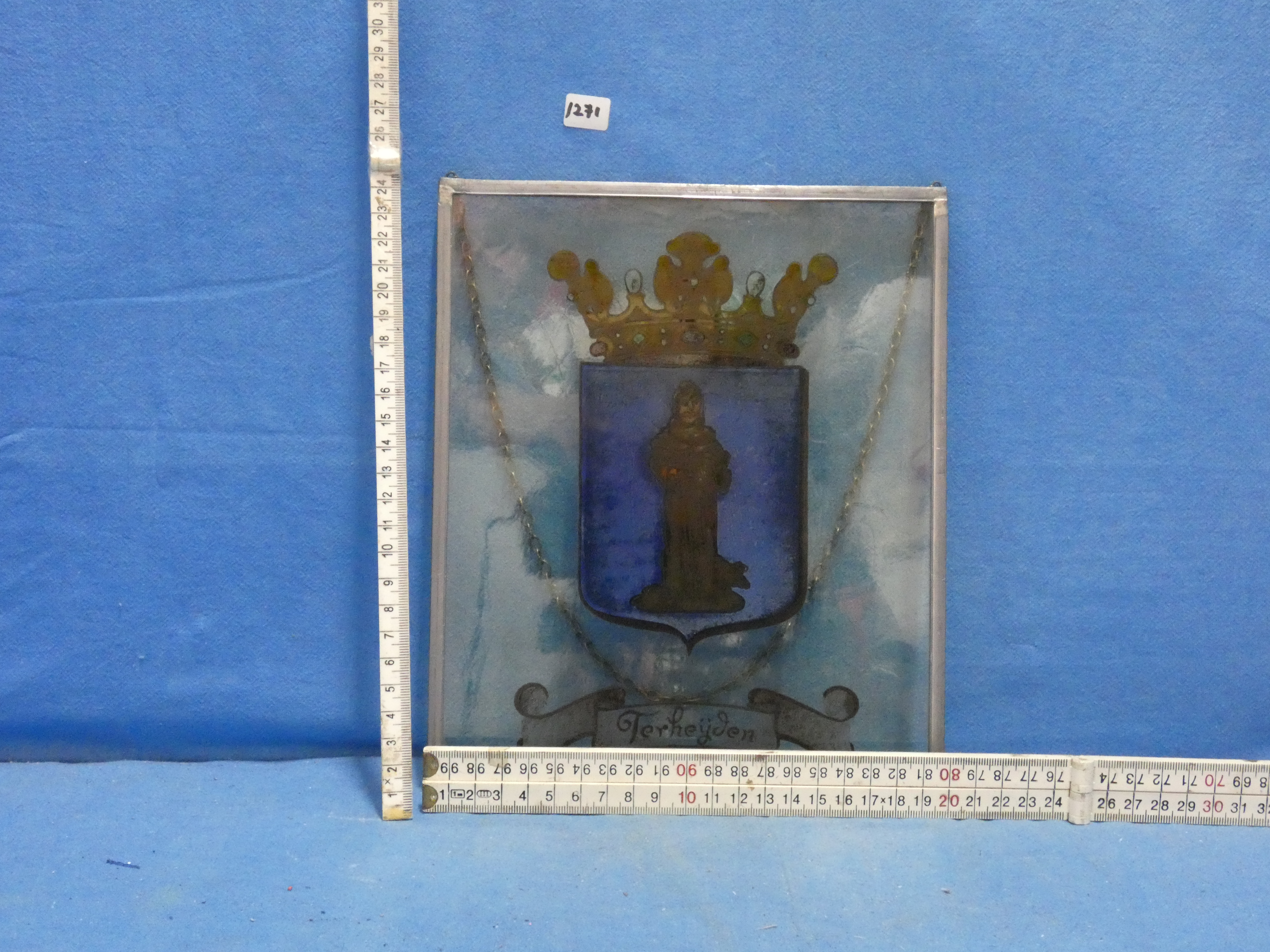 art nr: 1271 vintage glazen gebrand glas van Terheijden
