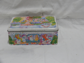 art nr: 126 vintage Verkade koektrommel met kermis afbeelding