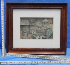 art nr: 606 vintage 3D schilderij met een keukenafbeelding uit 1700