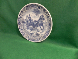 art nr: 430 vintage delft Blauw bord paard en wagen