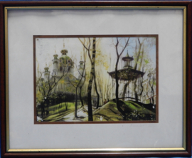 art nr: 678 vintage Indisch tuin schilderij van L Laiv