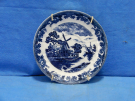 art nr: 789 vintage Delfts Blauw schaal Molen aan het water