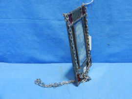 art nr: 642 vintage glas in lood raam met afbeelding ijs tafereel