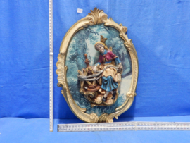 art nr: 631 vintage 3D schilderij van een oude vrouw