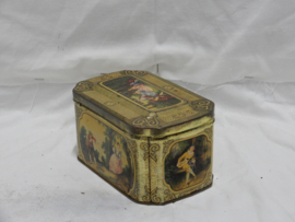 art nr: 964 antiek theeblik van de Gruyter, goudmerk thee