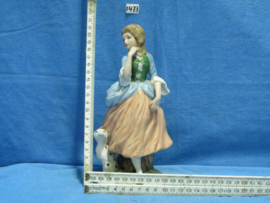 art nr: 1473 vintage porseleinen beeldje vrouw met hond
