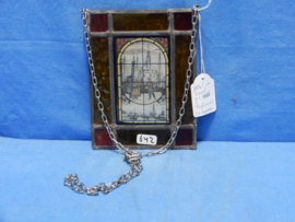 art nr: 642 vintage glas in lood raam met afbeelding ijs tafereel