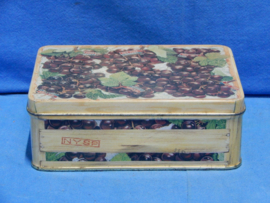 art nr: 600 vintage theeblik met druiven motief