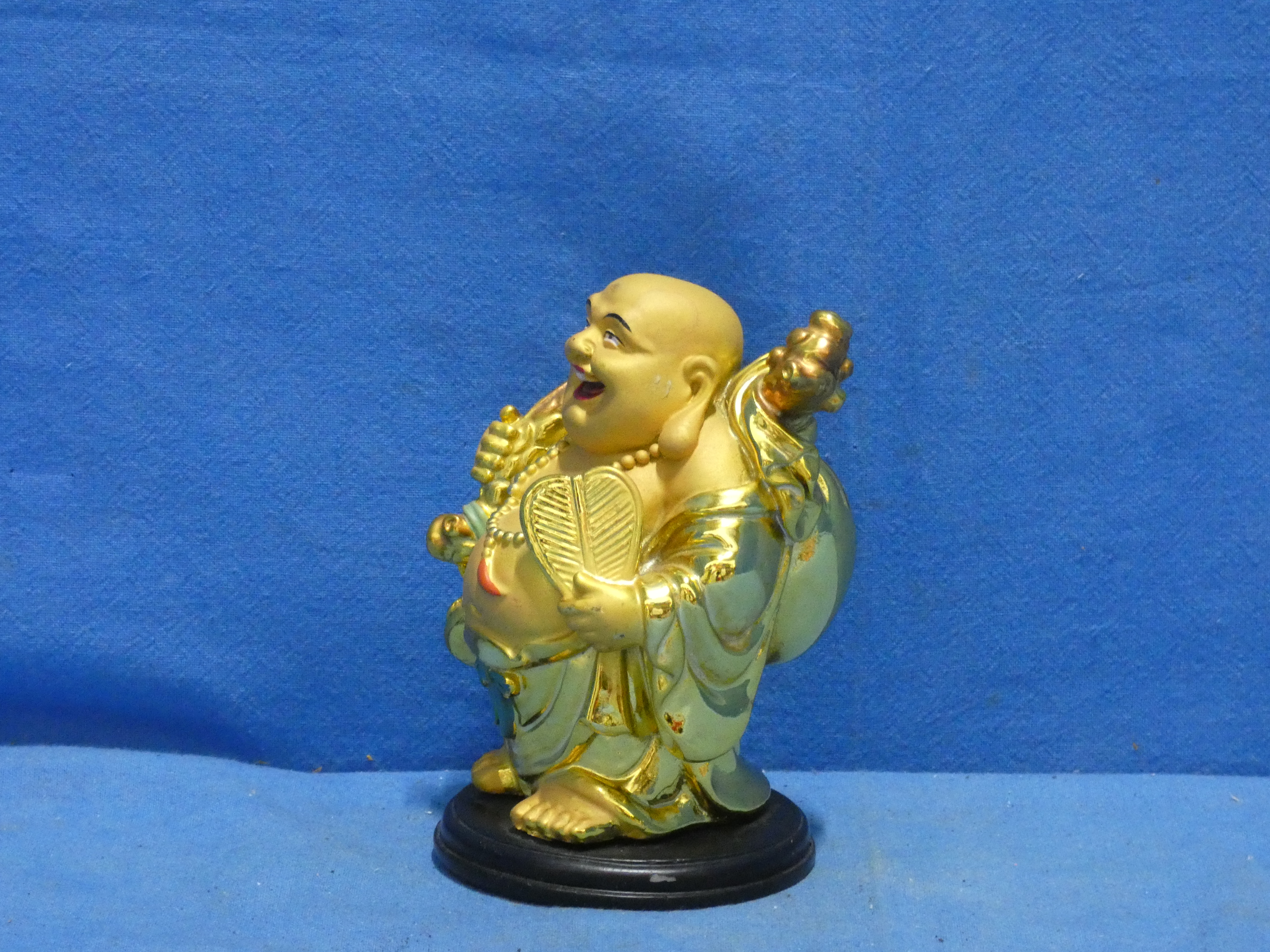 art nr: 1232 vintage Goudkleurige lachende Boeddha