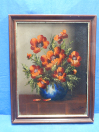 art nr: 635 vintage schilderij van een stilleven met bloemen