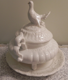 art nr: 279 vintage keramieken duiven aardappelen pan
