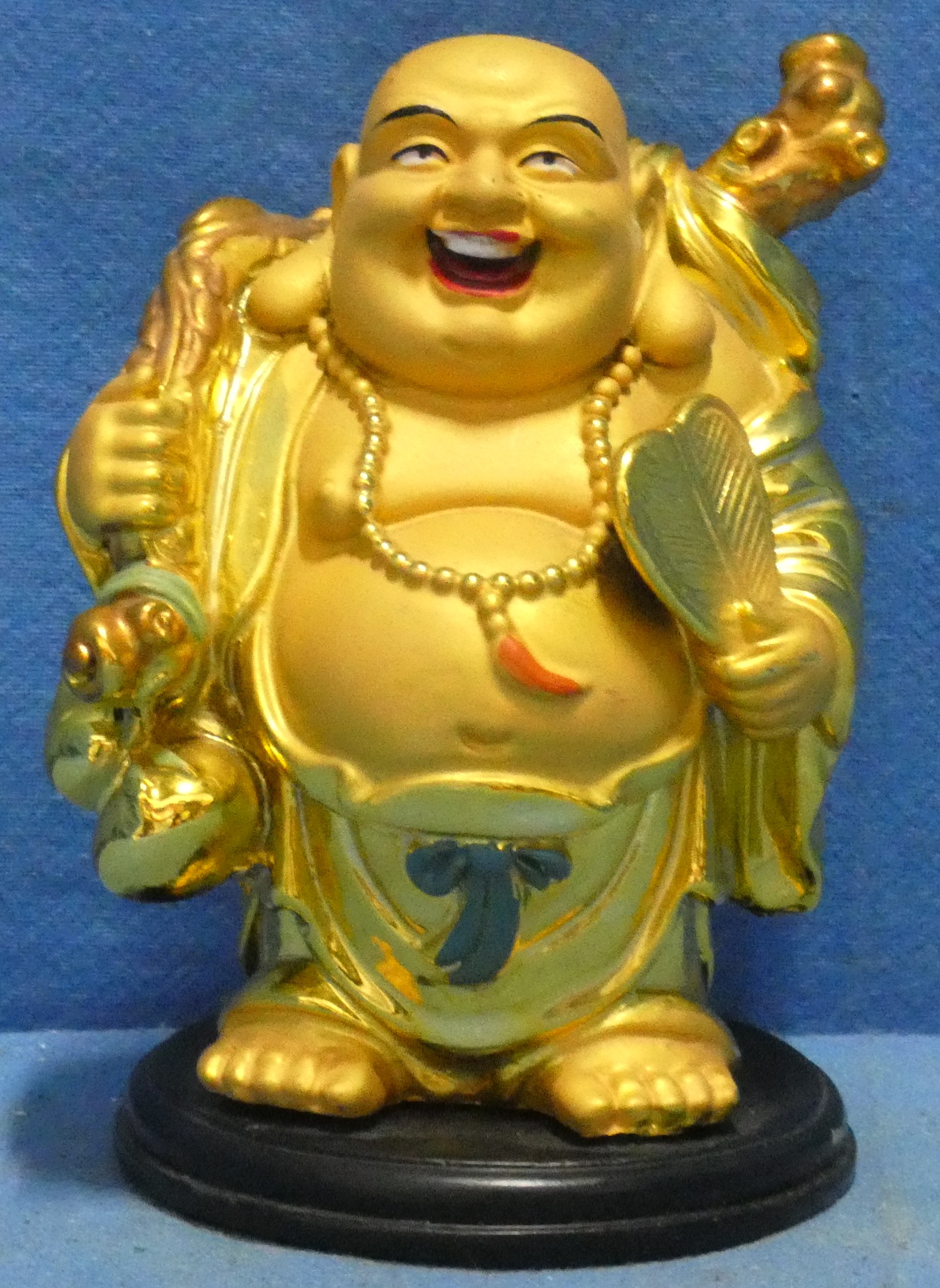 art nr: 1232 vintage Goudkleurige lachende Boeddha