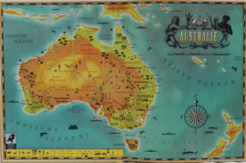 art nr: 953 vintage boek over Australië met gespaarde inplakfoto's