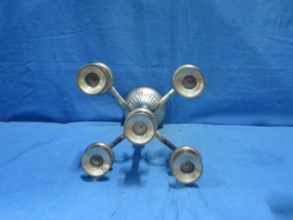 art nr: 1515 vintage verzilverde vijf arme kaarsen kandelaar