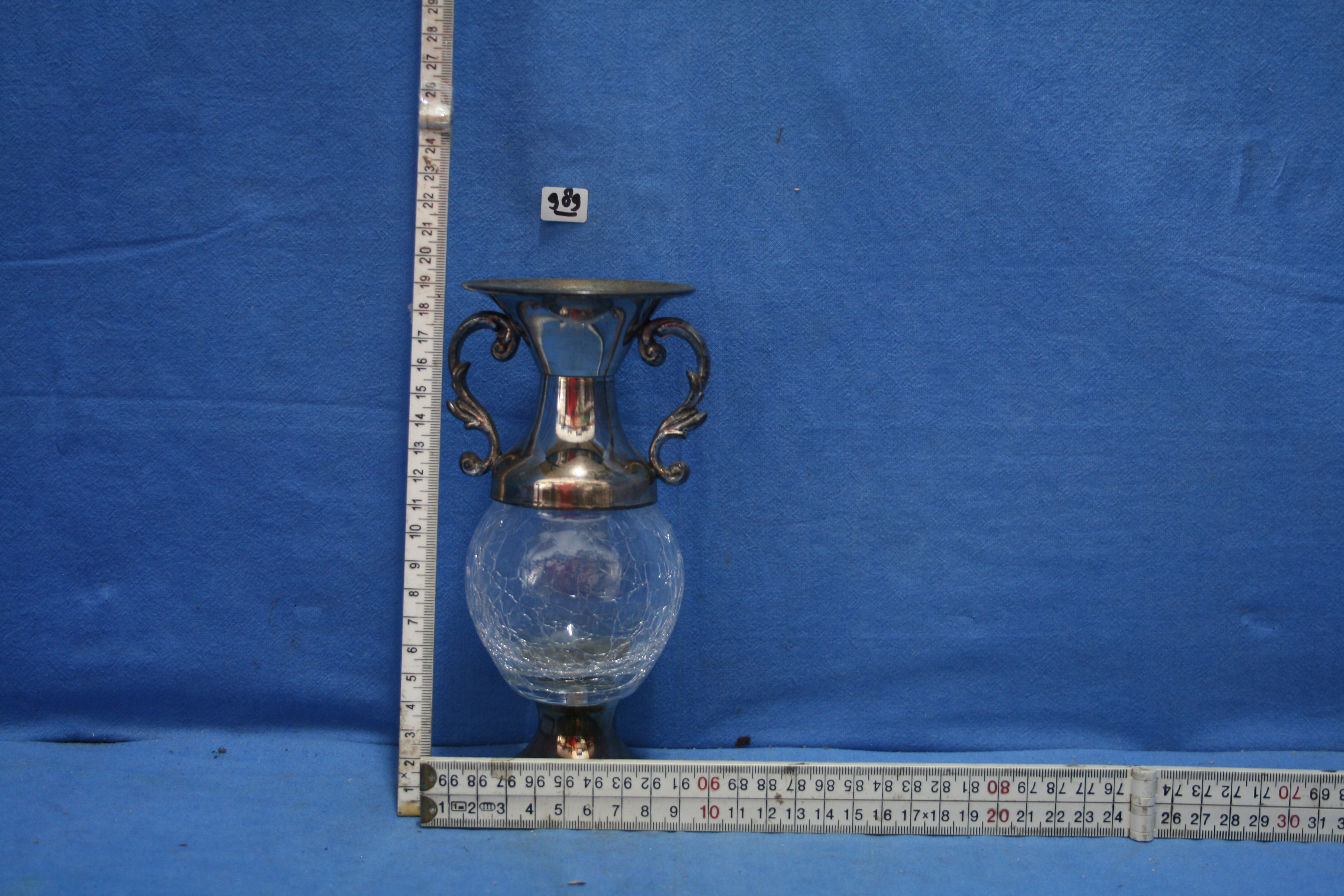 art nr: 989 antiek zilver design vaasje met twee handvaten