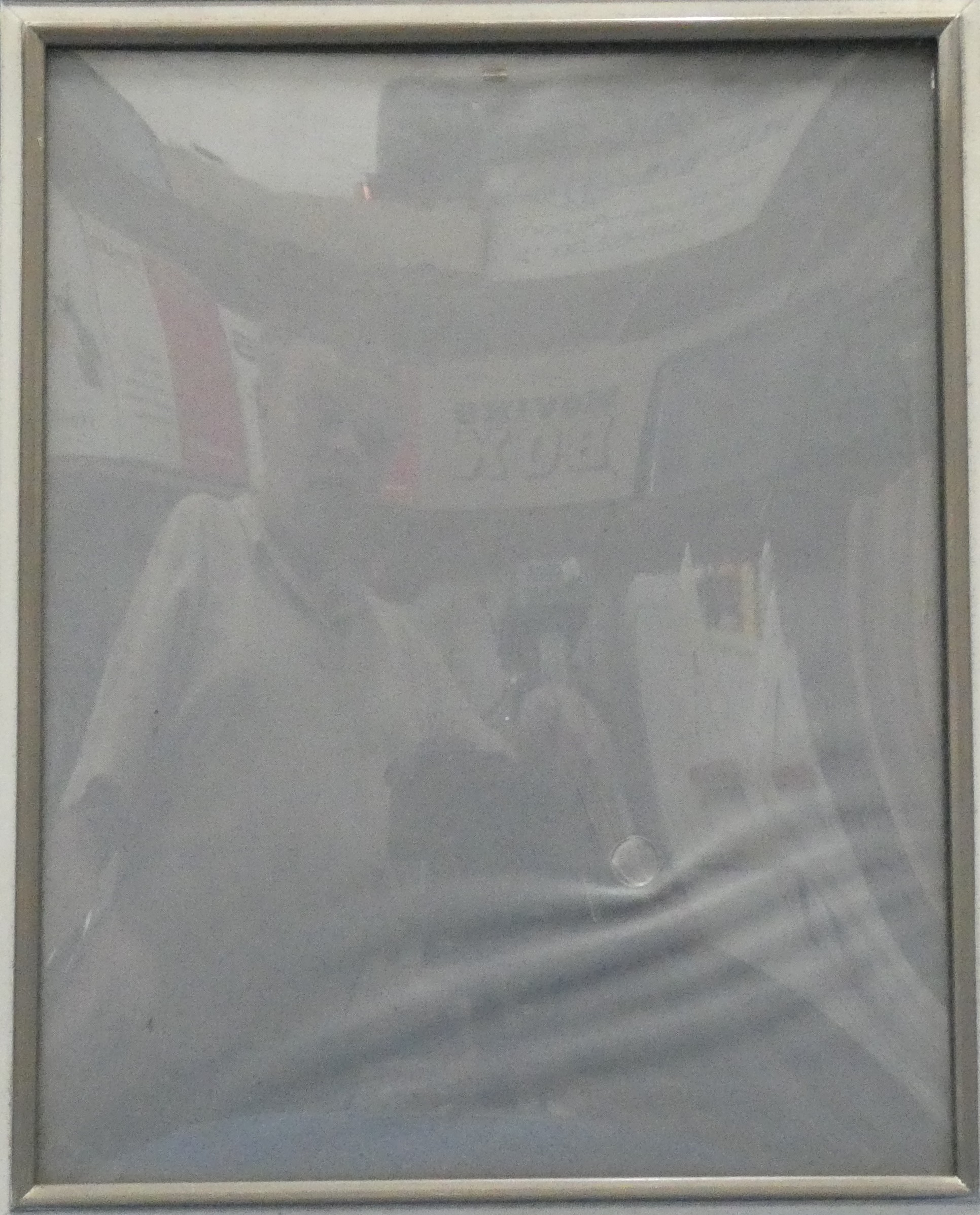 art nr: 1277 antieke verzilverde fotolijst met bolglas
