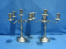 art nr: 1515 vintage verzilverde vijf arme kaarsen kandelaar