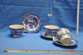 art nr: 77 vintage delft Blauwe porseleinen kop en schotels