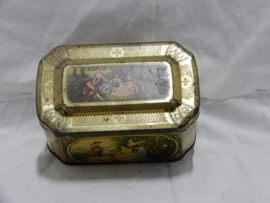 art nr: 964 antiek theeblik van de Gruyter, goudmerk thee
