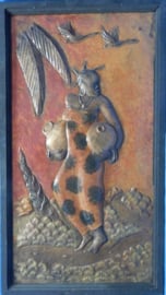 art nr: 565 vintage Koperen kunstwerk uit Afrika