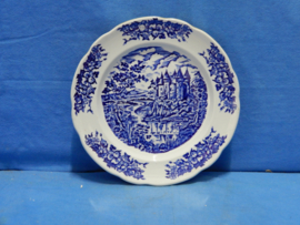 art nr: 784 antiek Delfts Blauw schaal kasteel op de Eifel