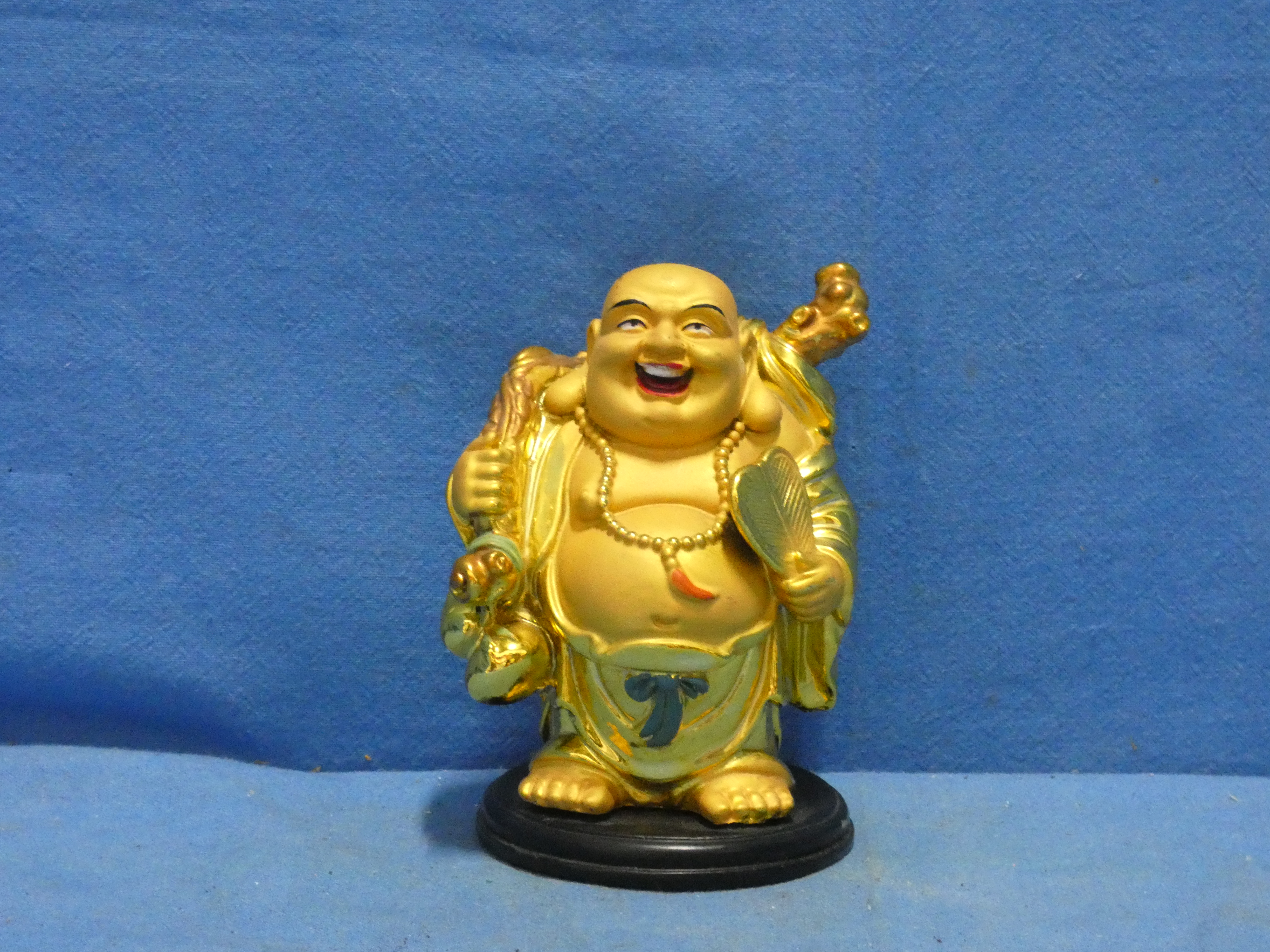 art nr: 1232 vintage Goudkleurige lachende Boeddha