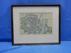 art nr: 607 vintage litho plattegrond van clundert (Klundert) uit 1649