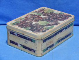 art nr: 600 vintage theeblik met druiven motief