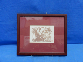 art nr: 729 vintage panda schilderijtje handgemaakt
