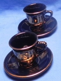 art nr: 295 vintage set kop en schotels met 24 karaat goud
