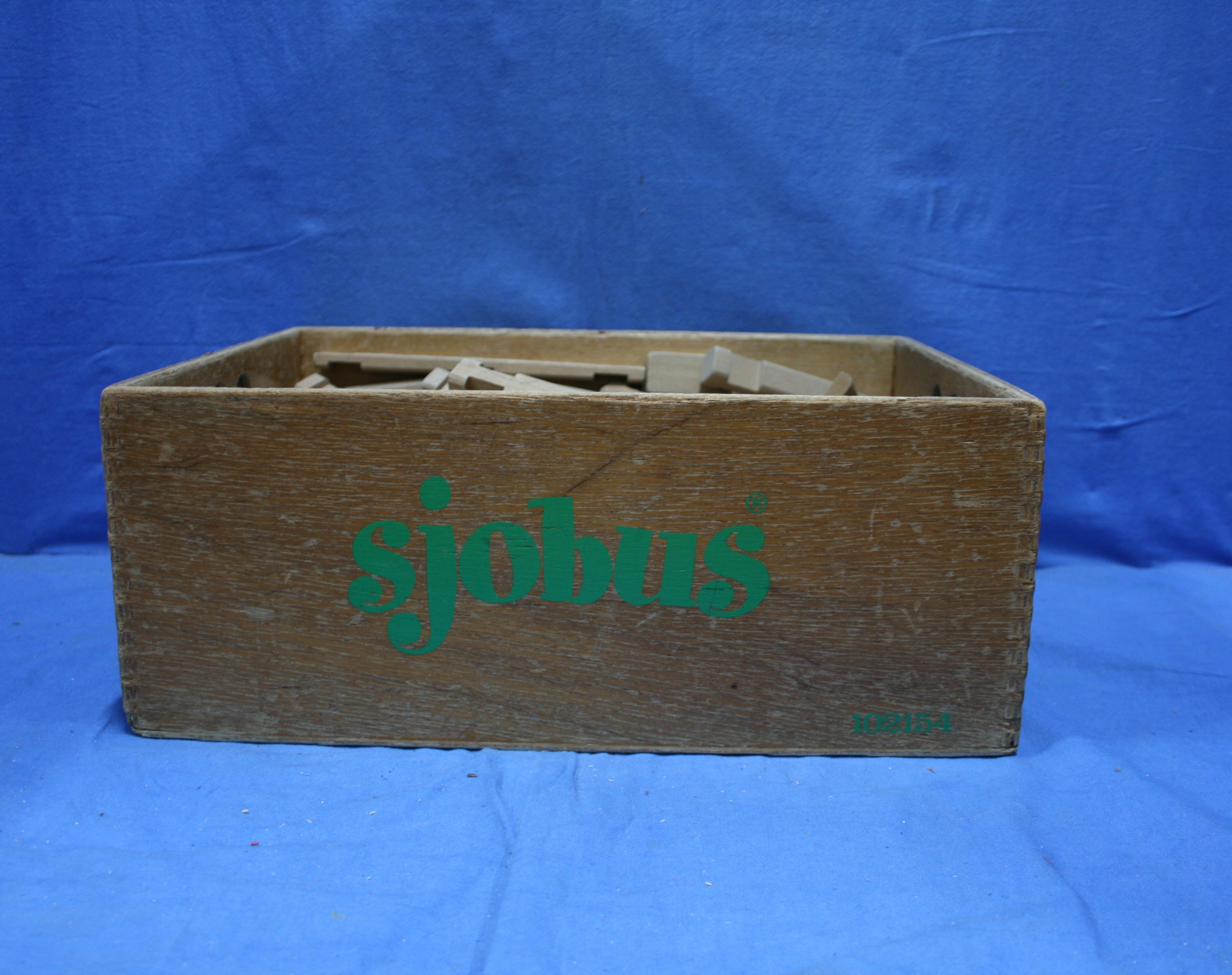 art nr: 1137 vintage kist vol met speciale bouwblokken van Sjobus