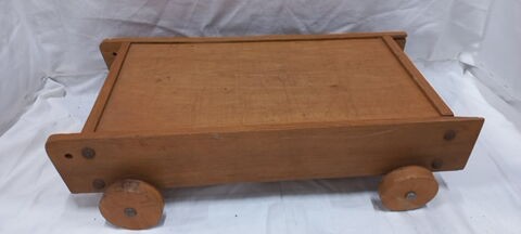art nr: 1127 vintage bouwblokken houten kar vol