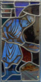 art nr: 701 vintage glas in loodraam van een bakker