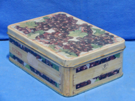 art nr: 600 vintage theeblik met druiven motief