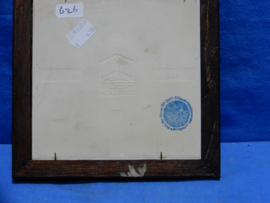 art nr: 626 vintage Delfts Blauwe tegel van koets met paarden