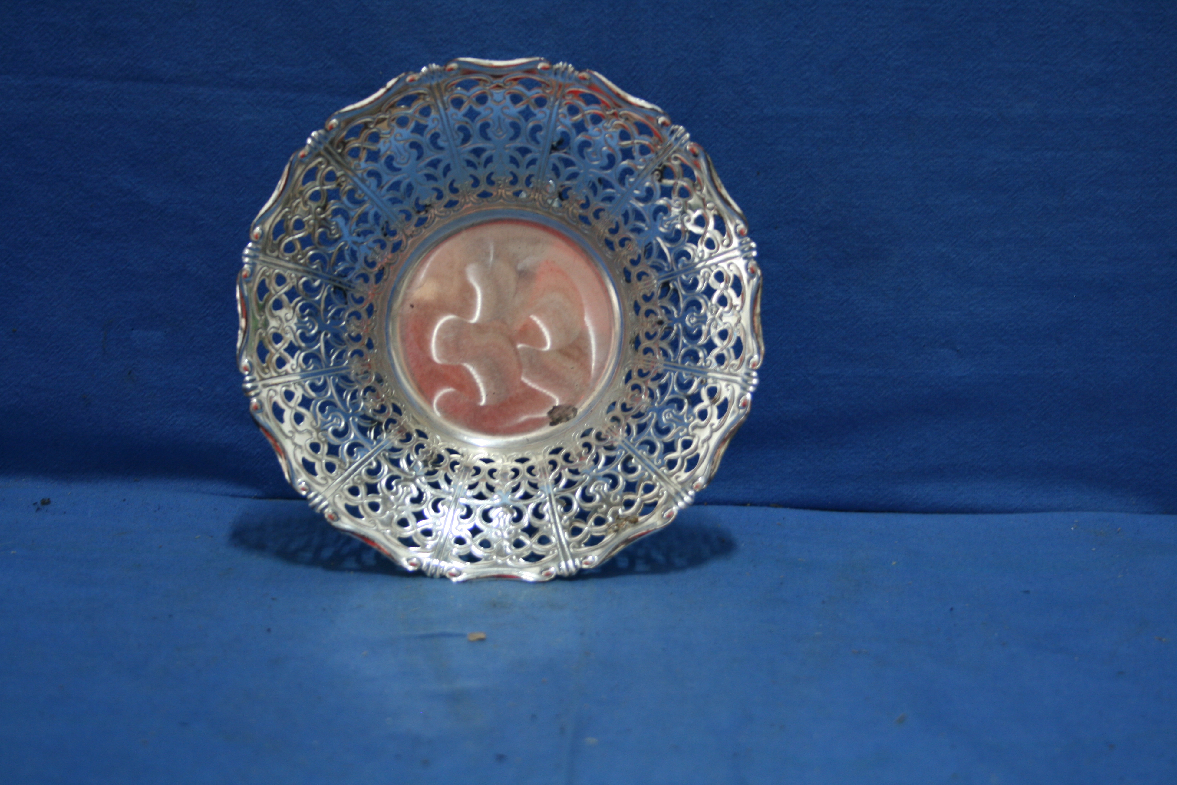art nr: 345 vintage verzilverde bonbon schaal