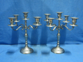 art nr: 1515 vintage verzilverde vijf arme kaarsen kandelaar