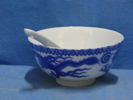 art nr: 1302 vintage Chinees soepkom set met lepel